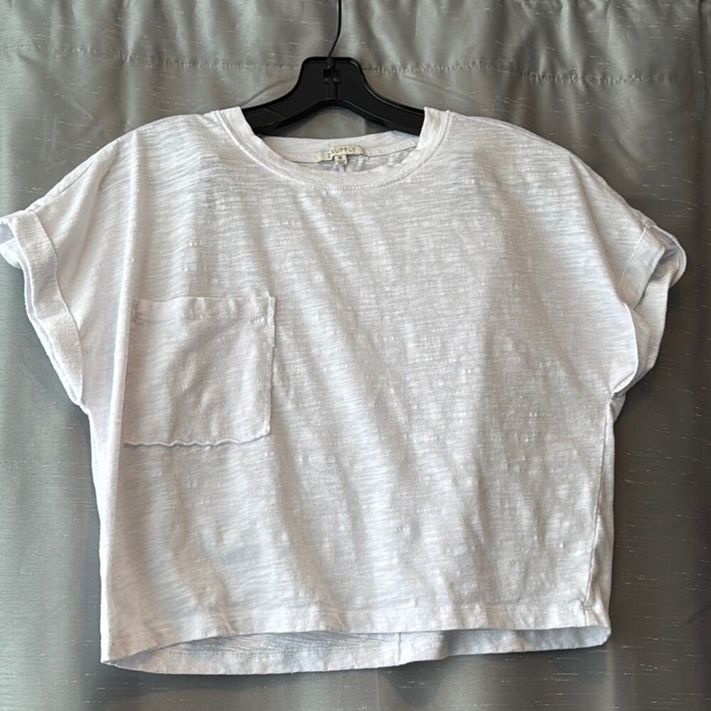 Z Supply Classic White Cropped Tee Size Medium